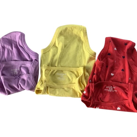 Garanimals Lot of 3 Baby Girl Bodysuit Size 0-3M Purple Red Yellow Cotton Blend - Picture 3 of 14